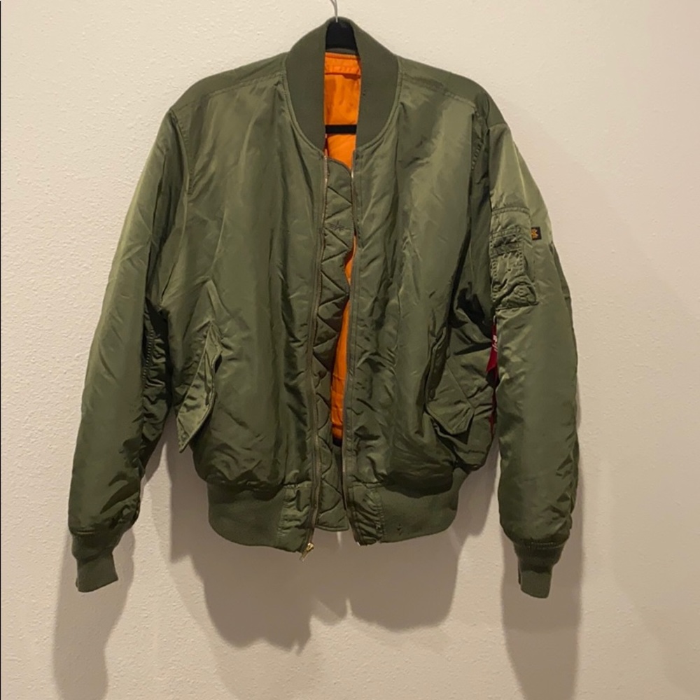 Alpha Industries Inc. army green bomber jacket